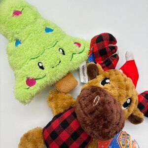 Vibrant Life Plush Dog Toy w/ Squeaker, Buffalo Plaid Reindeer & Christmas Tree